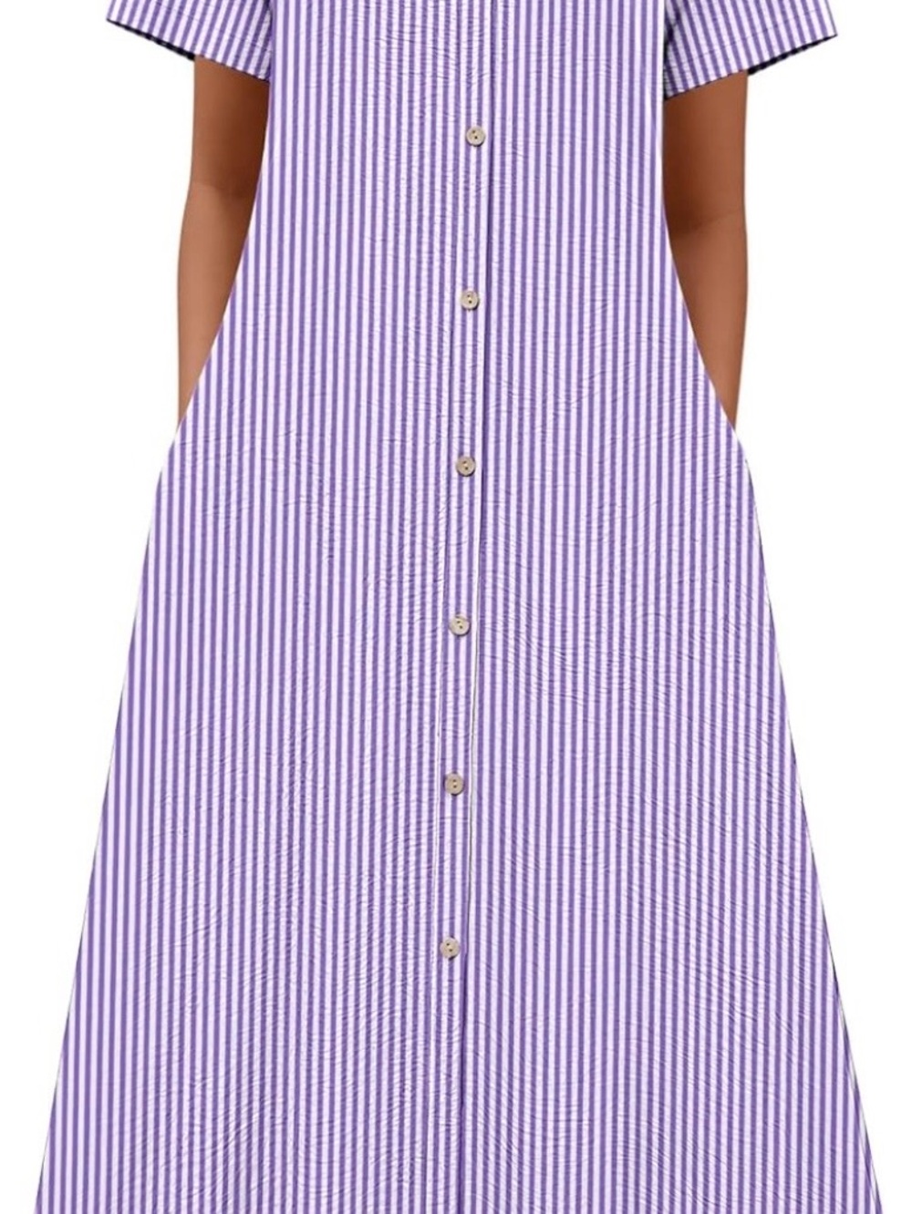 zeagoo Lavender & White Striped Button-Front Swim Coverup - Picture 4 of 10